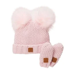 Hot Adorable Knit Toque and Mittens Set - Infants Hats