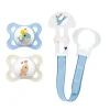 Hot Animal Orthodontic Pacifiers and Pacifier Clip - Blue Pacifiers|Pacifier Clips