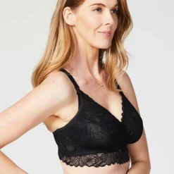 Discount Chantilly Petite Nursing Bralette - Black Nursing Bras & Tanks