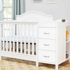 Best Charlie 4-in-1 Convertible Mini Crib and Changer - White Dressers