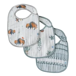 Hot Cotton Muslin Classic Bibs - 3 Pack Bibs & Burp Cloths