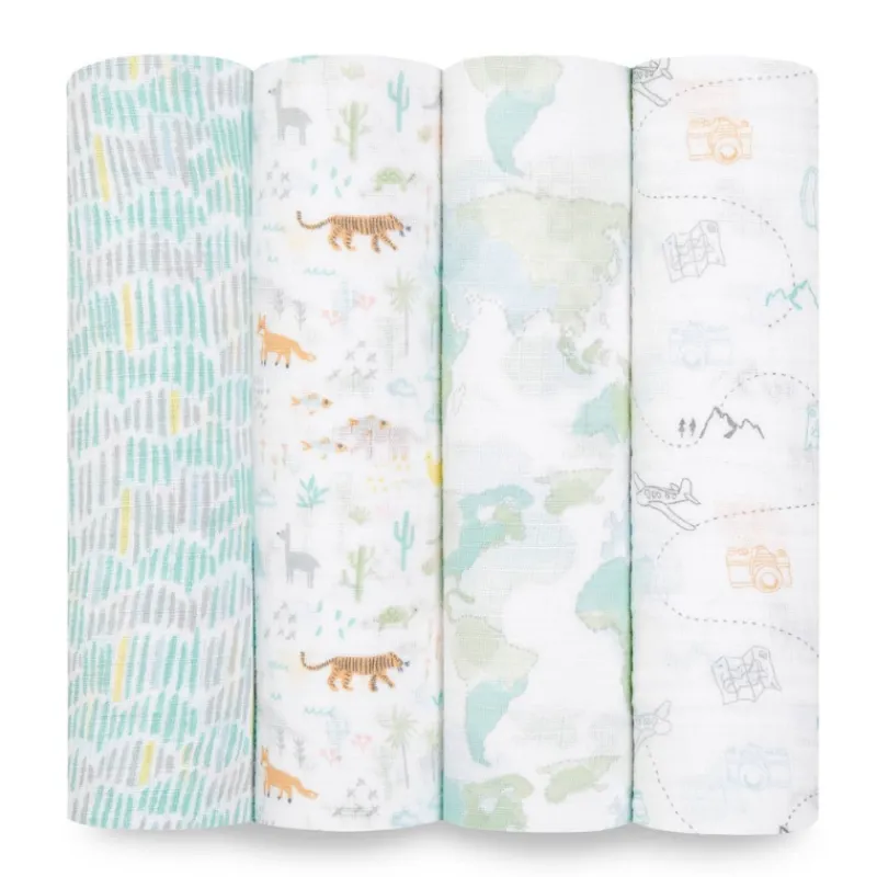 Clearance Cotton Muslin Swaddles - 4 Pack Swaddles