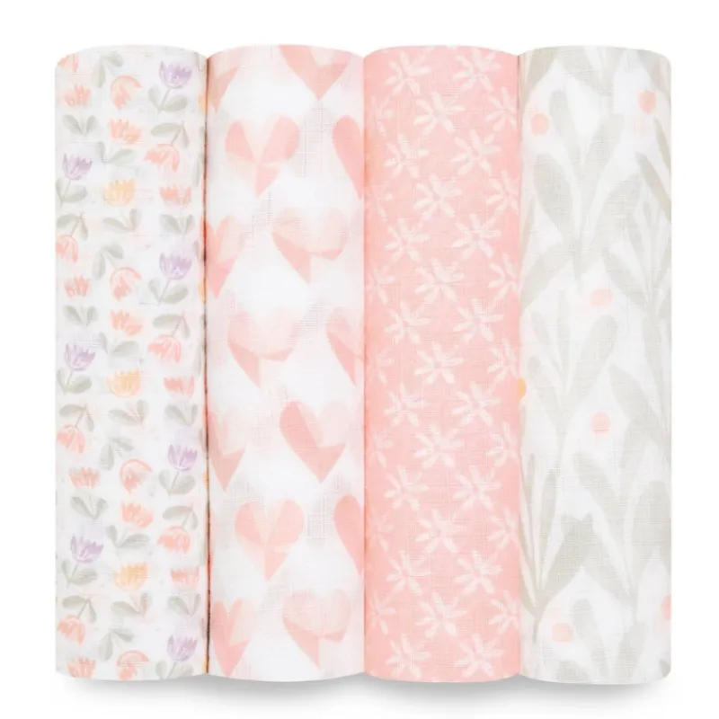 Clearance Cotton Muslin Swaddles - 4 Pack Swaddles