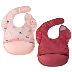 Clearance Mess-proof Silicone Pocket Bibs - 2 Pack Bibs & Burp Cloths