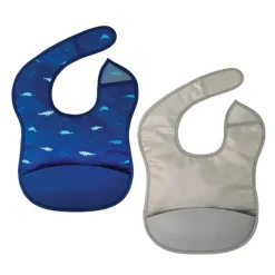 Clearance Mess-proof Silicone Pocket Bibs - 2 Pack Bibs & Burp Cloths