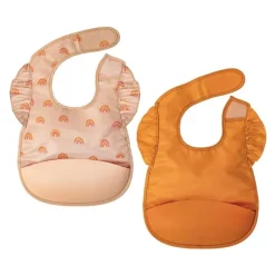 Clearance Mess-proof Silicone Pocket Bibs - 2 Pack Bibs & Burp Cloths