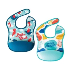 Clearance Mess-proof Silicone Pocket Bibs - 2 Pack Bibs & Burp Cloths