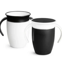 Hot Miracle 360° Black & White 7 oz Trainer Cup - 2 Pack Tableware