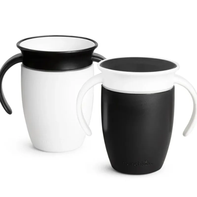 Hot Miracle 360° Black & White 7 oz Trainer Cup - 2 Pack Tableware