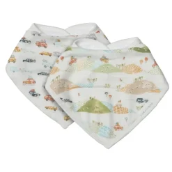 Muslin Bandana Bib Set - 2 Pack Bibs & Burp Cloths