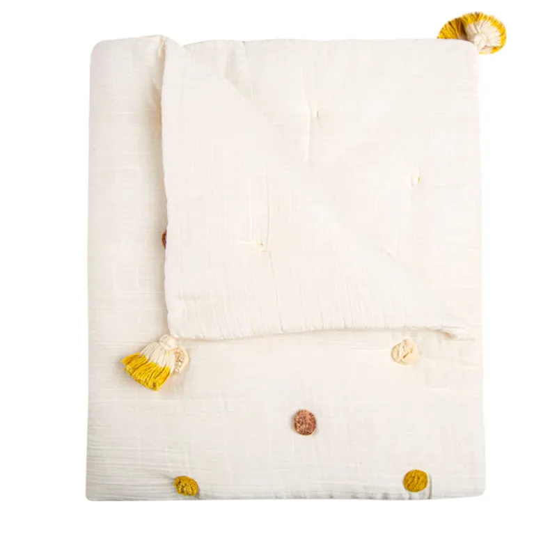 Outlet Pom Pom Quilted Baby Blanket Bedding